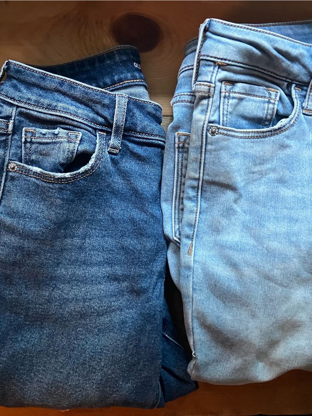 Women’s Light Blue and Dark Blue Stretch Jeans Old Navy Rockstar Size 4